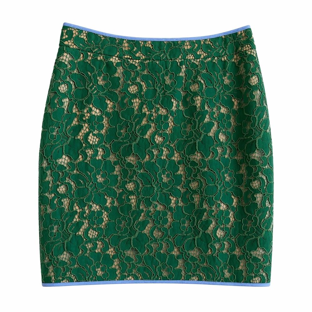 NWT: MSGM Green Lace Mini Skirt in Size IT 44 (Size 8)